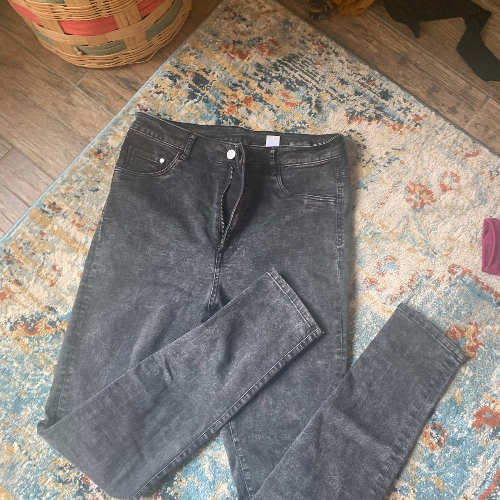 Black Aged High Waist Jeggings